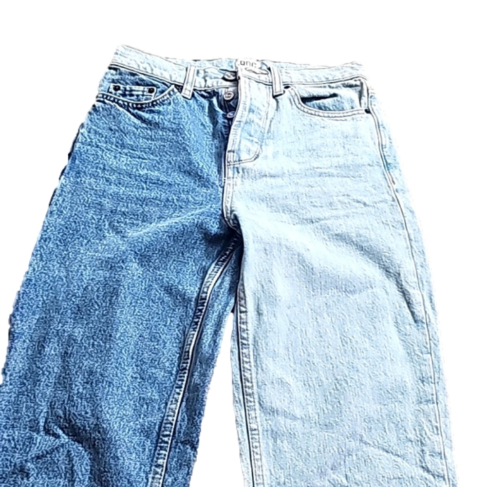 BDG Two-Tone Wide Leg Jeans in Dark & Light Blue